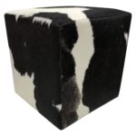 Pouf en peau de vache Noir et blanc H303