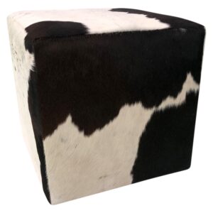 Pouf en peau de vache noir et blanc H104