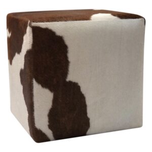 Pouf en peau de vache H06 – Marron et blanc, pour une déco originale